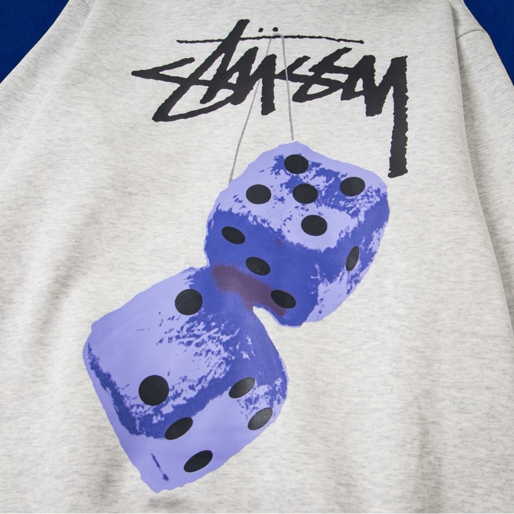 Stussy Gray Hoodie with Blue Dice Design - Picture 6 of 6